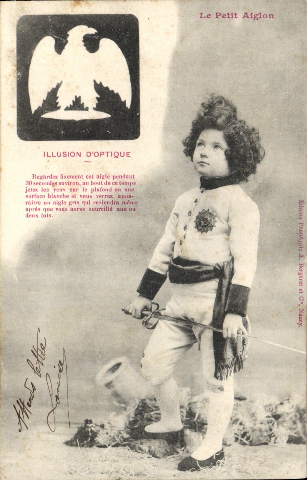 Le Petit Aiglon — Illusion d'optique — Édition Photographie A. Bergeret et Cie, Nancy