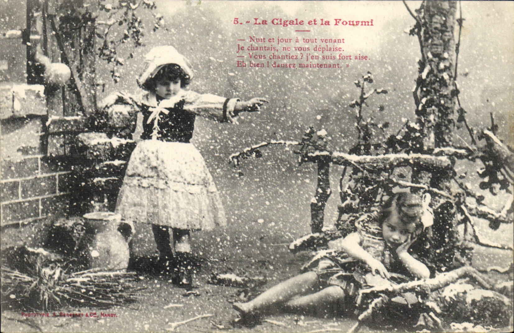 CPA Fantaisie Enfant La cigale et la fourmi