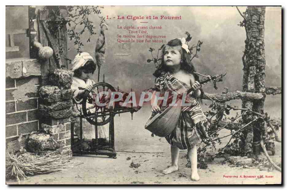 CPA Fantaisie Enfant La cigale et la fourmi