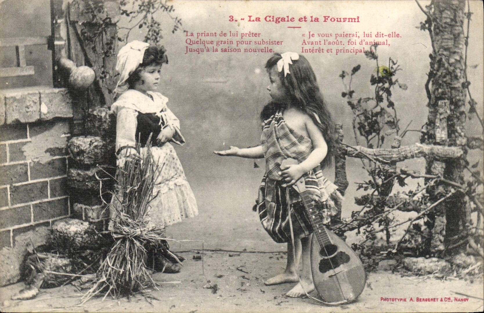 CPA Fantaisie Enfants La cigale et la fourmi 