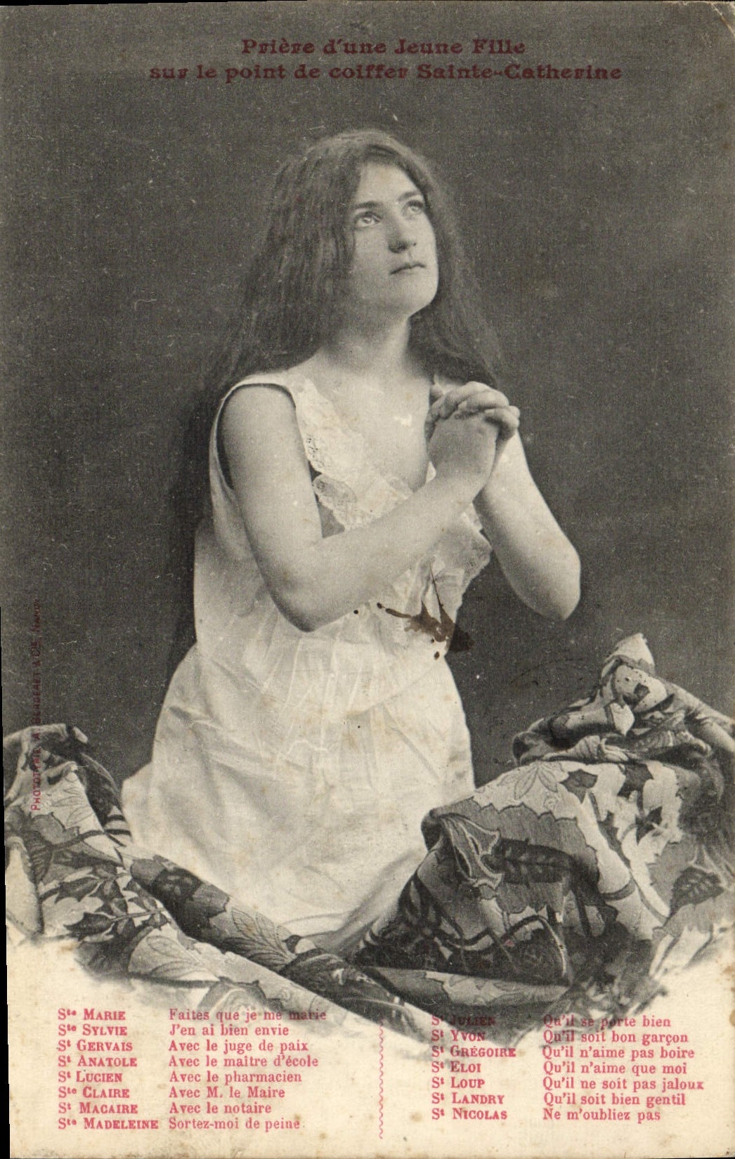 Prière d'une Jeune Fille sur le point de coiffer Sainte-Catherine — Éditeur : P. C. Paris