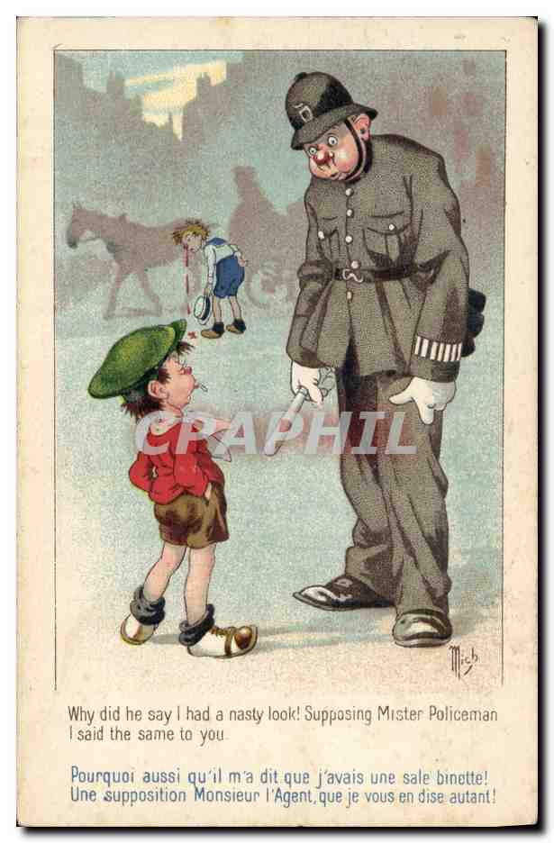 CPA Fantaisie Illustrateur Mich Enfant Policier Police 