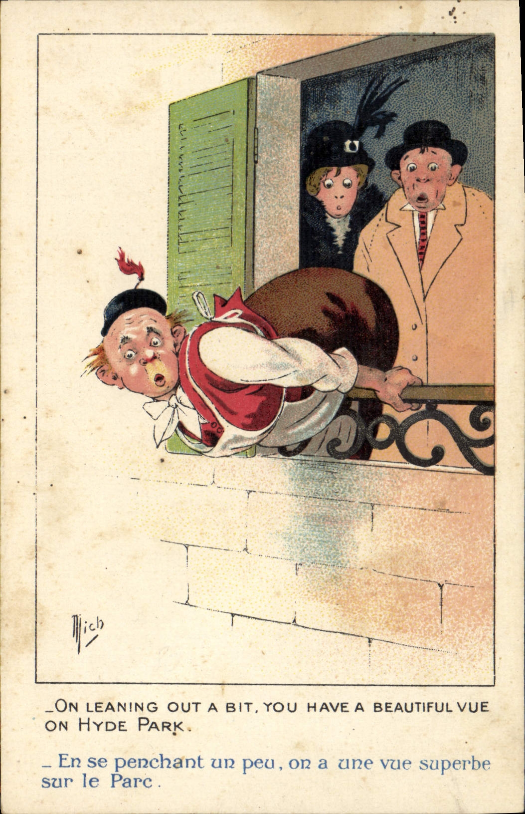 CPA Fantaisie Illustrateur Mich En se penchant un peu
