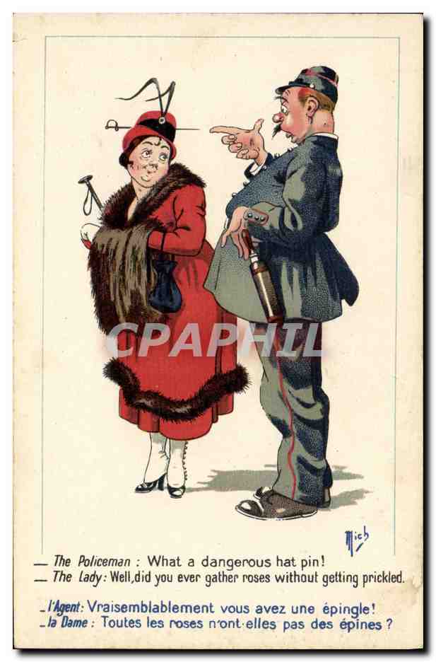 CPA Fantaisie Illustrateur Mich Policeman Lady Police Policier