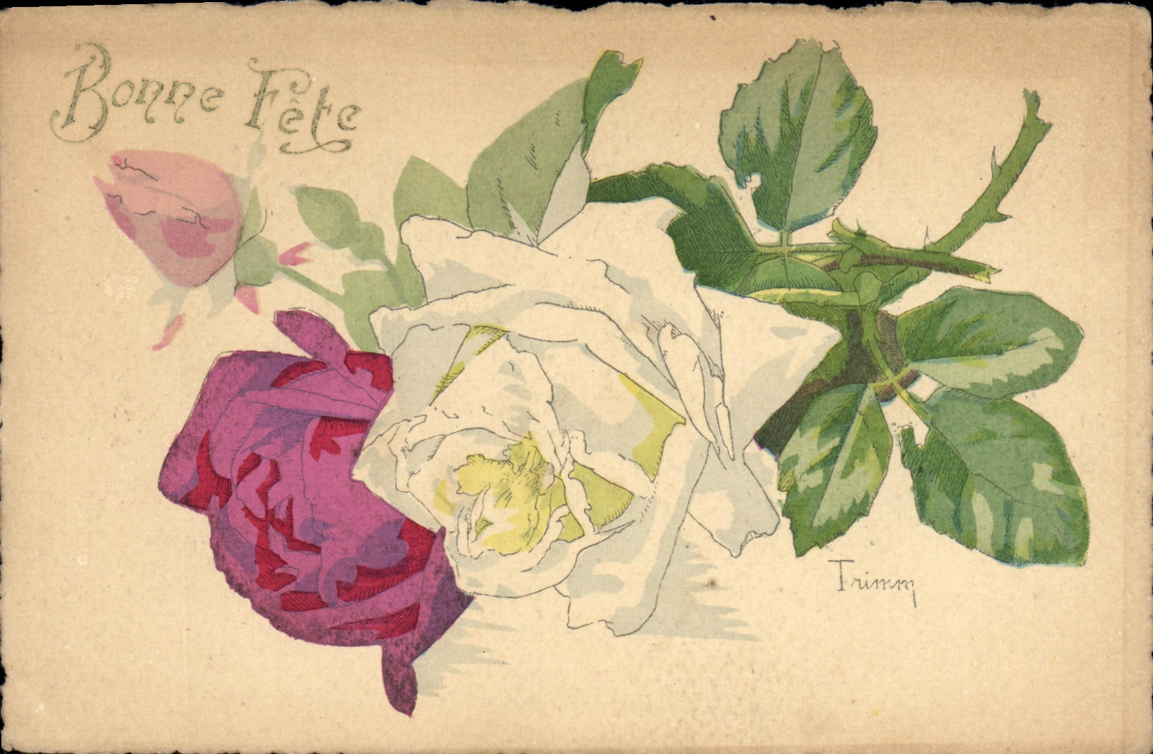 CPA Fantaisie Fleurs Bonne fete