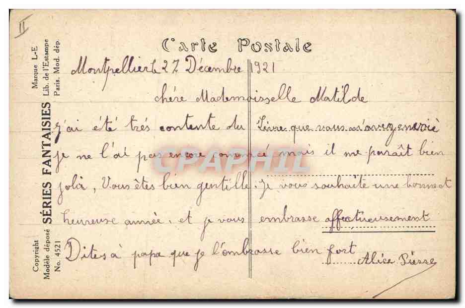 CPA Fantaisie Fleurs  — Rückseite