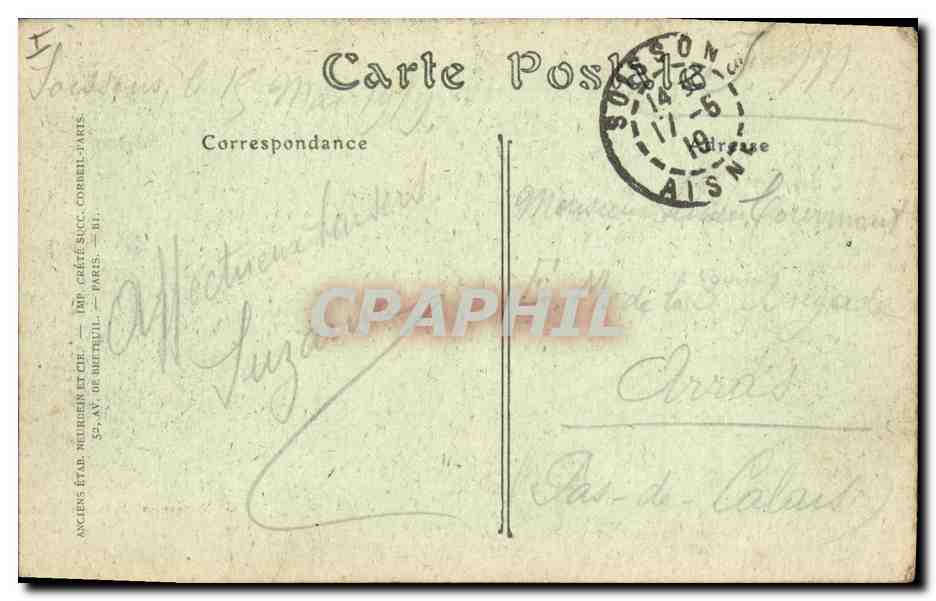 CPA Soissons Sarcophage profane par les Allemands  — Rückseite