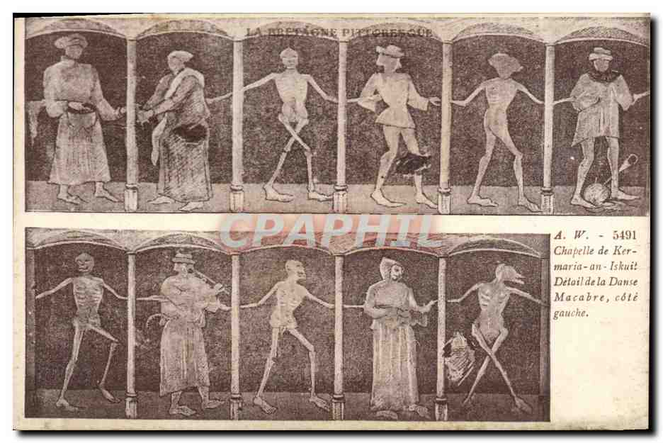 CPA Chapelle de Kermaria an Iskuit Detail de la danse macabre 