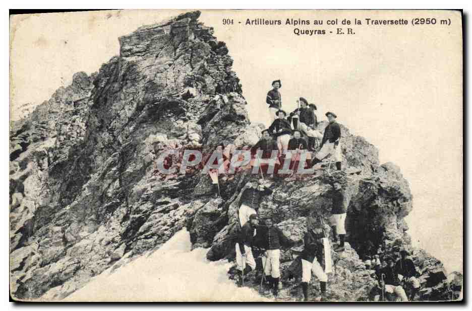 Artilleurs Alpins au col de la Traversette (2950 m) — Queyras - E.R. — n° 904