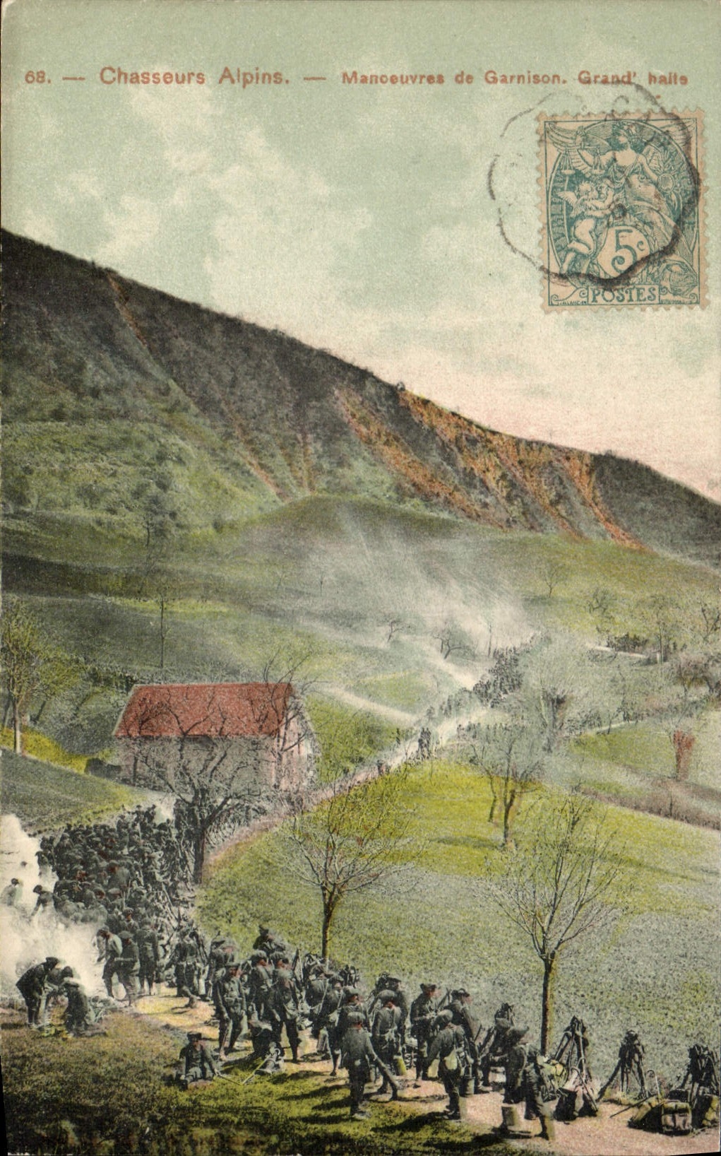 Chasseurs Alpins — Manœuvres de Garnison. Grand' halte — Éditeur non identifié, n° 68