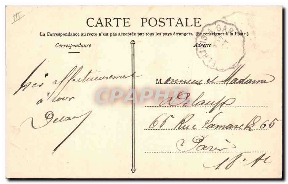 Chasseurs Alpins — Manœuvres de Garnison. Grand' halte — Éditeur non identifié, n° 68 — Reverso