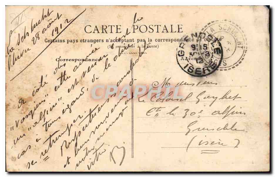 Artillerie Alpine - Le ferrage des chevaux — Collection Paris-Grenoble — Verso