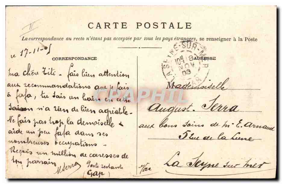 Camp de la Madeleine, au Piz (alt. 2.947 m) — Coche, édit. Barcelonnette — Verso