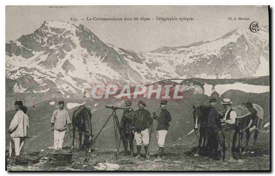 Correspondance dans les Alpes — Télégraphie optique — CL. J. Montaz