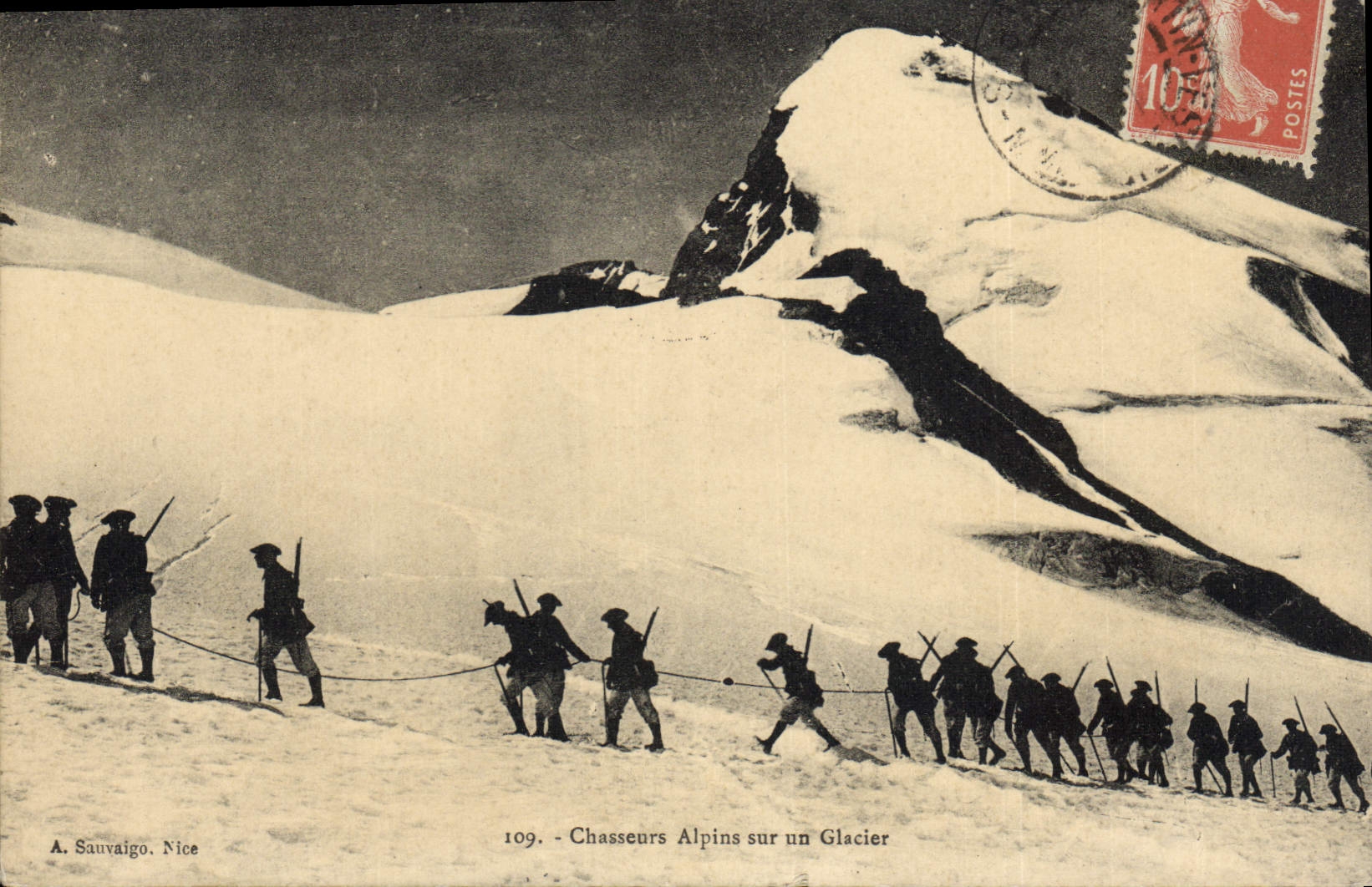 Chasseurs Alpins sur un Glacier — A. Sauvaigo, Nice — n° 109