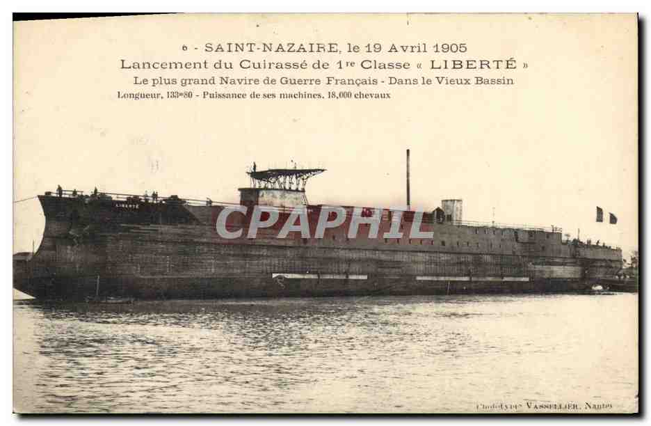 Saint-Nazaire — Lanzamiento del acorazado « Liberté » — Chodétype Vasselier, Nantes