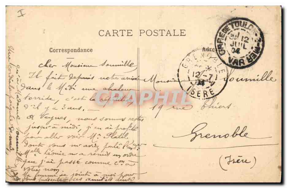 CPA Bateau La Latouche Treville Croiseur de 1ere classe — Verso