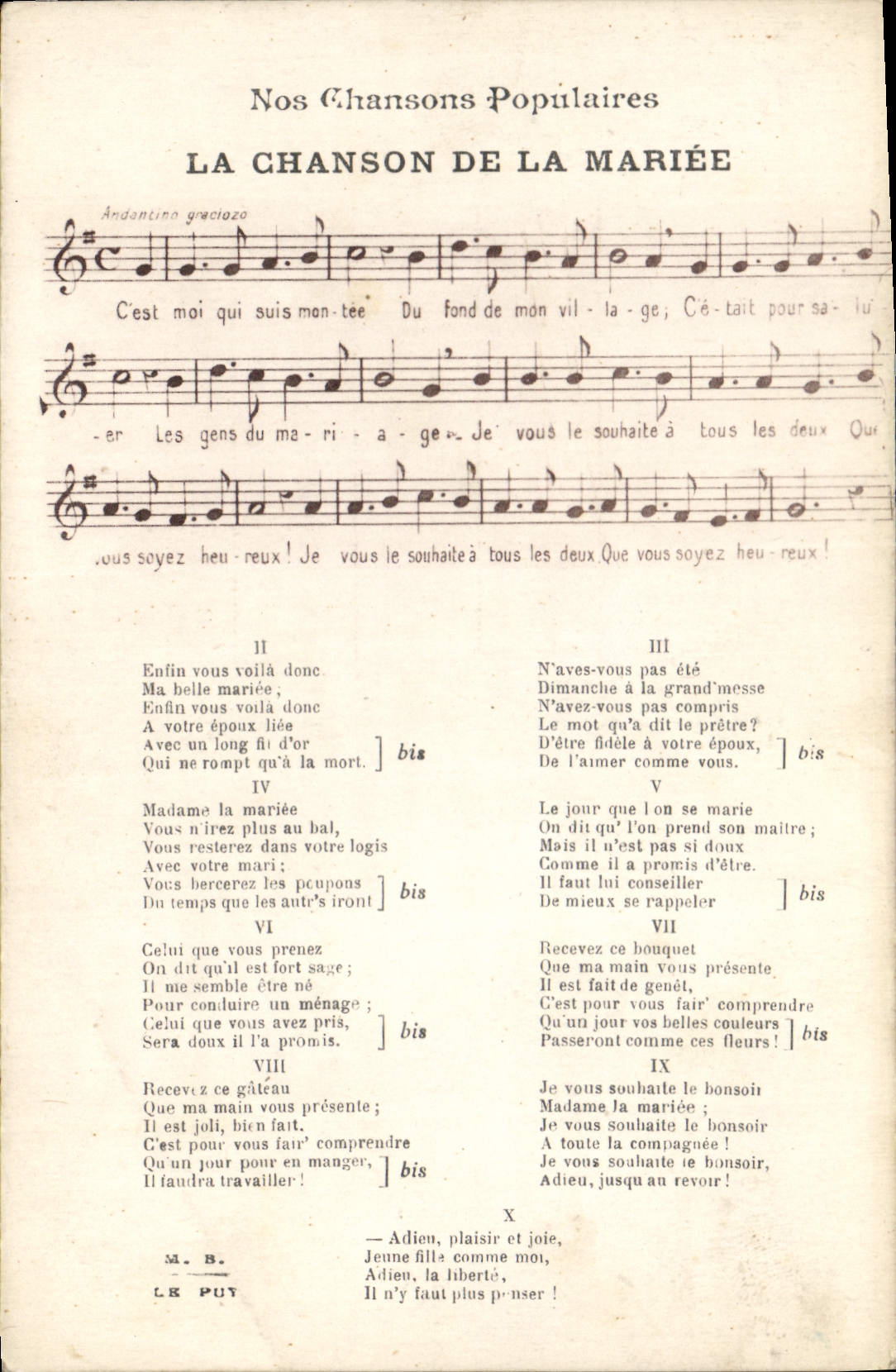 CPA La chanson de la mariee 