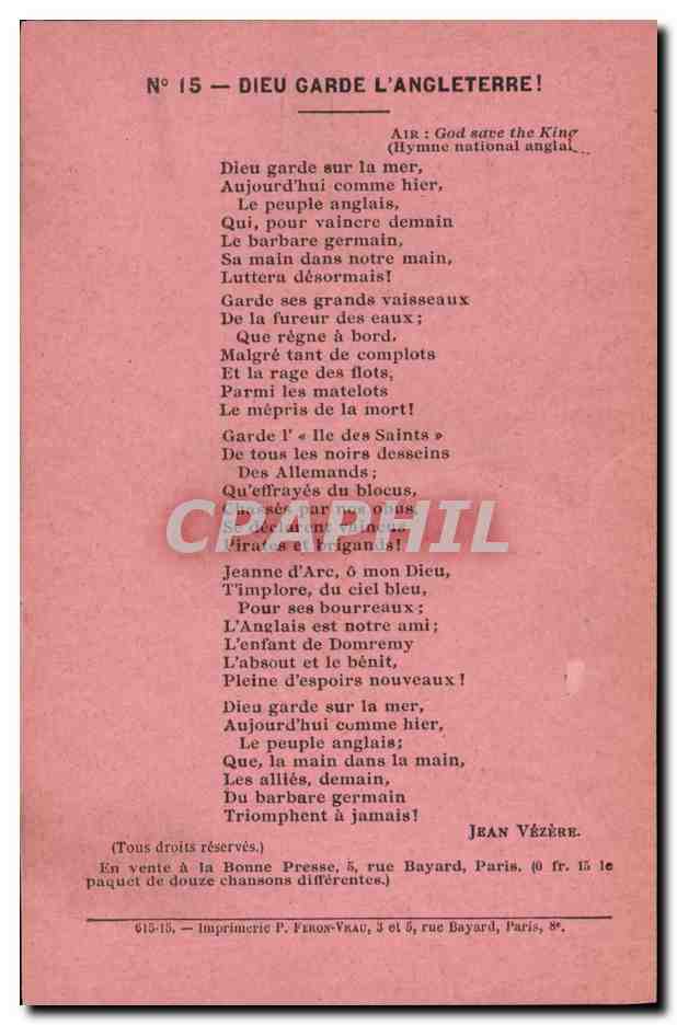 CPA Dieu garde l'Angleterre ! Jean Vezere 