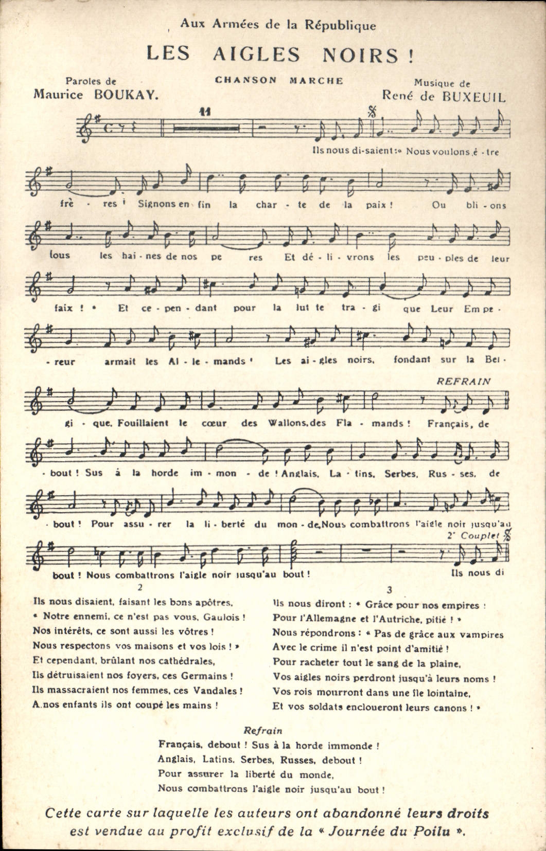 Les Aigles Noirs ! — Chanson Marche — Journées du Poilu, 1915