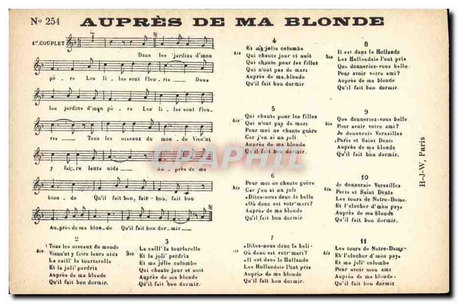 Auprès de ma blonde — chanson — H.-J.-W. Paris, n° 254