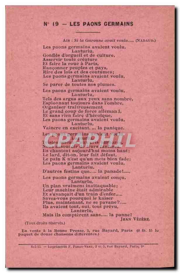 CPA Les paons Germains Jean Vezere 