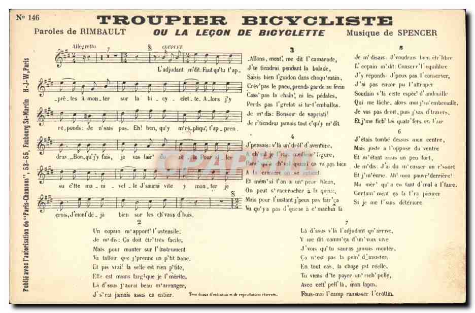 CPA Troupier Bicycliste ou la lecon de Bicyclette Velo Cycle Rimbault Spencer 