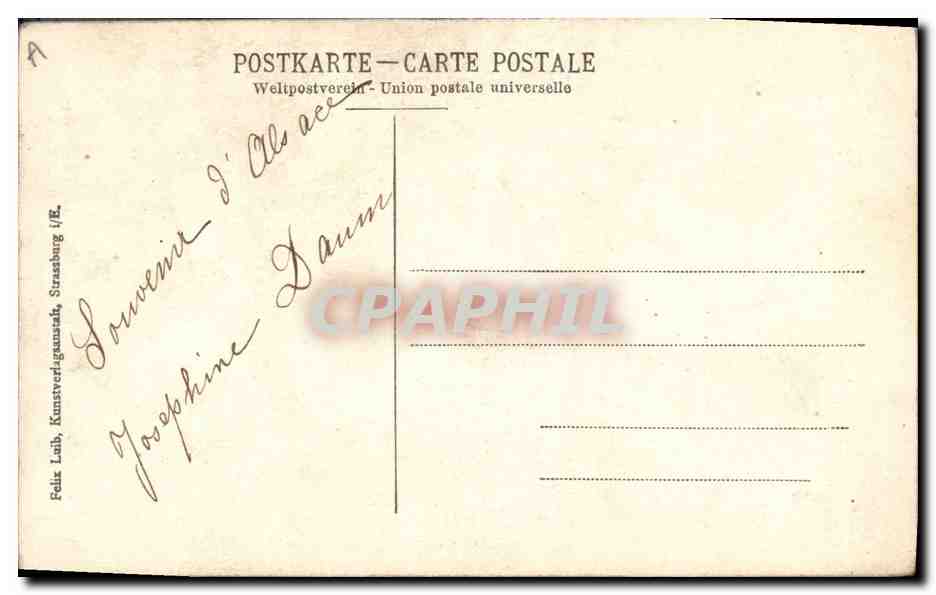 CPA Folklore Alsace Alsacienne Lorraine — Verso