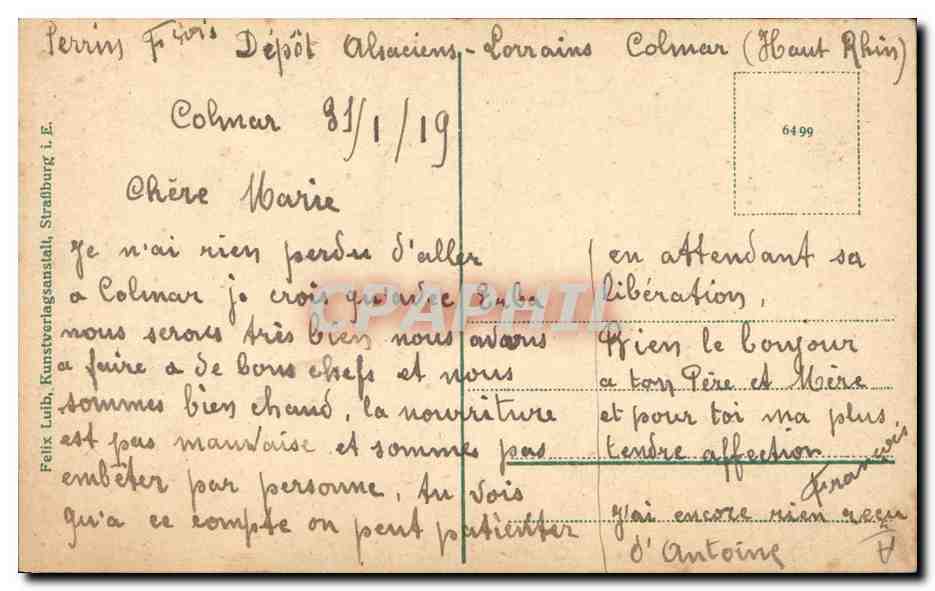 CPA Folklore Alsace Alsacienne — Verso