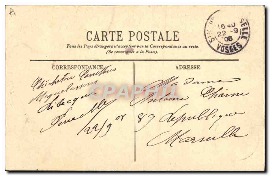 CPA Folklore Alsace Type d'Alsacienne — Verso