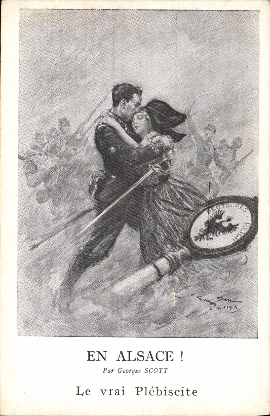 CPA Folklore Alsace En Alsace ! Georges Scott Le vrai plebiscite
