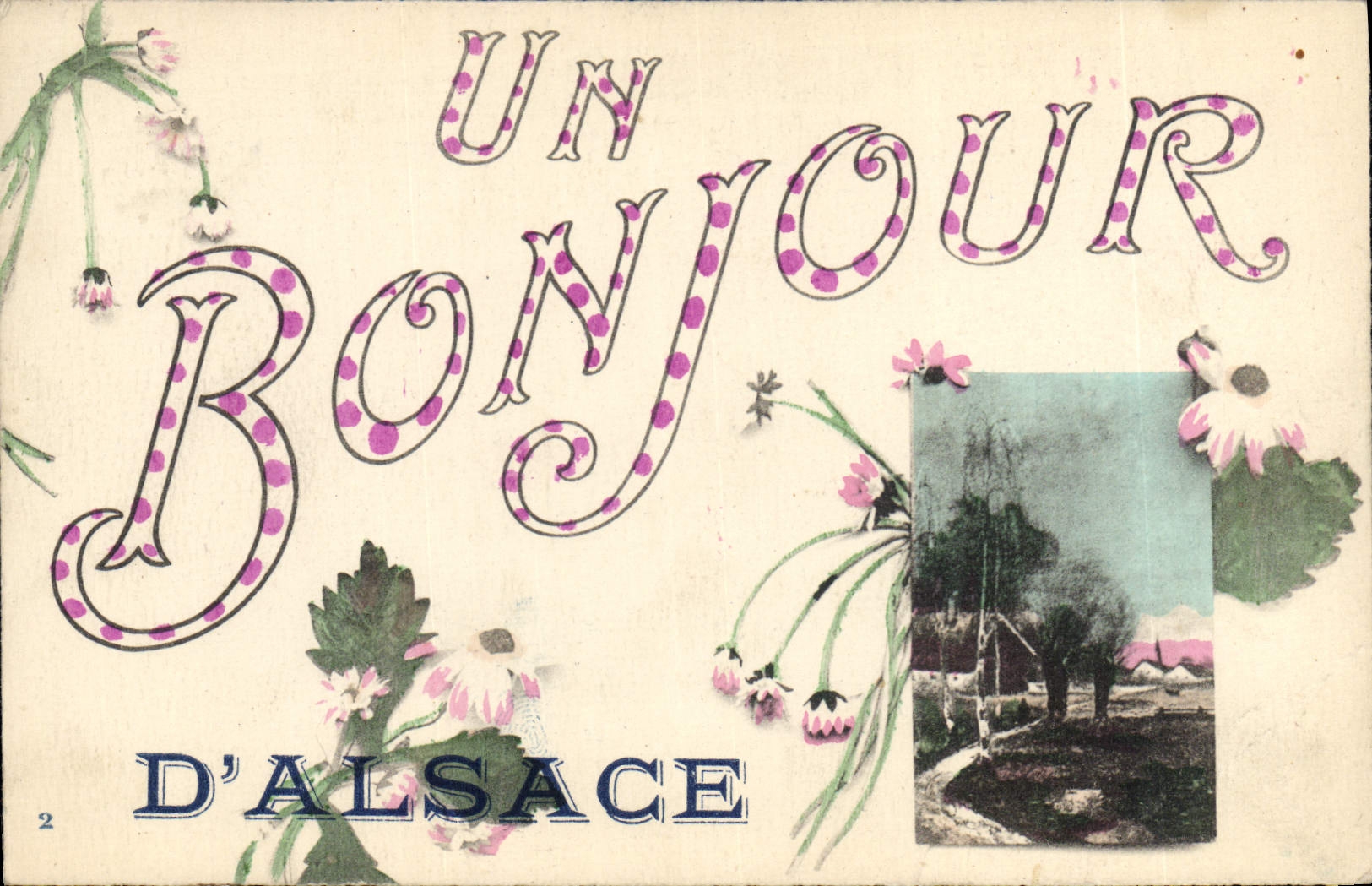 CPA Folklore Alsace Bonjour