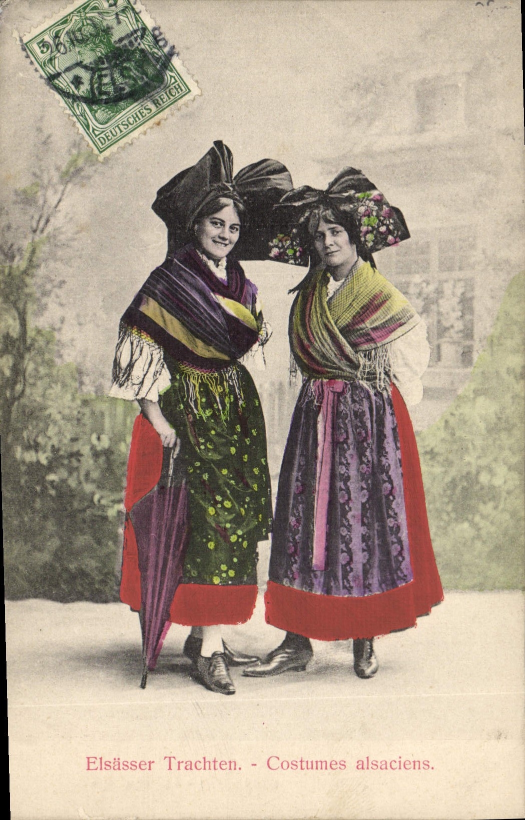CPA Folklore Alsace Costumes Alsaciens