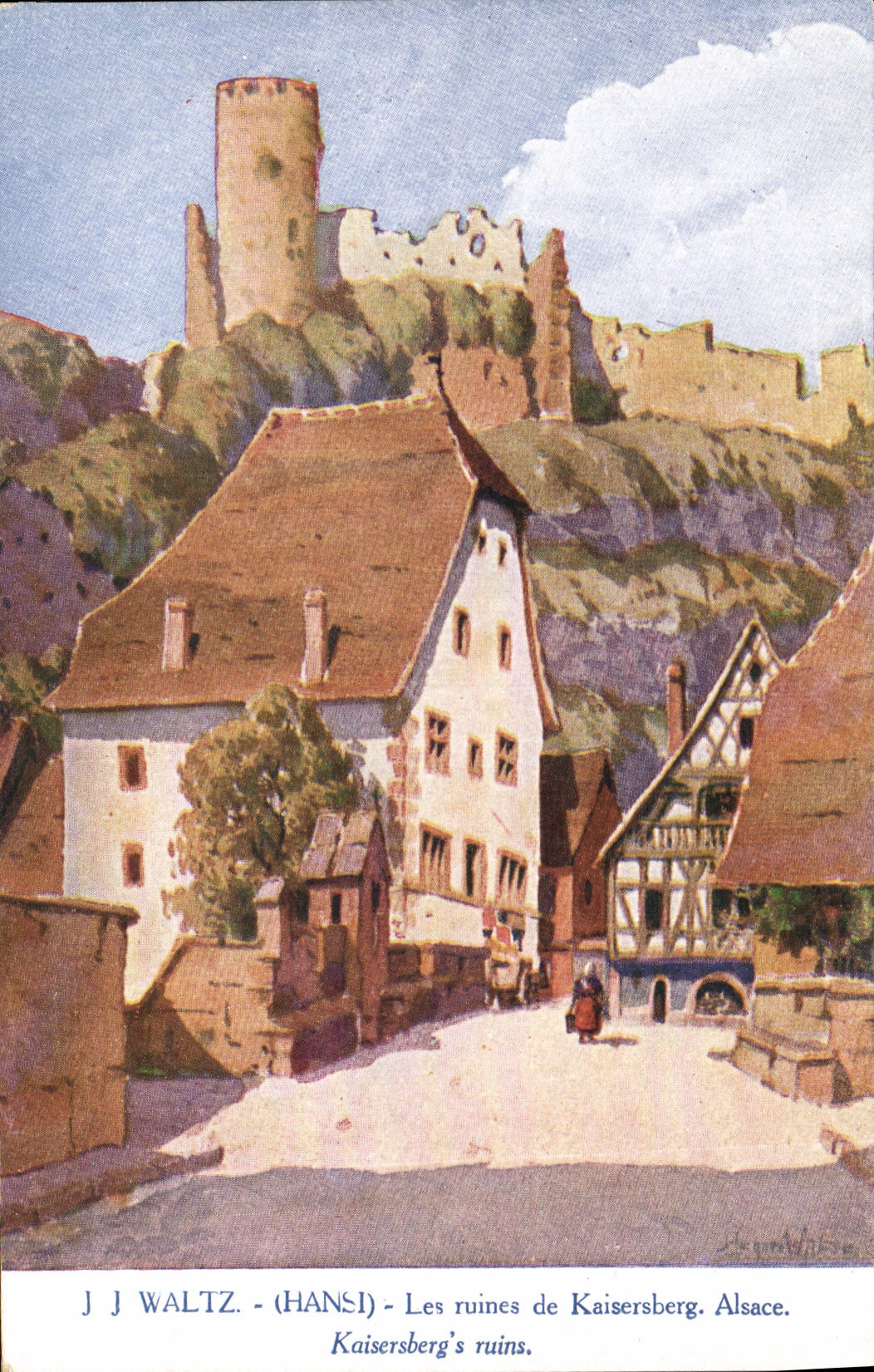 CPA Folklore Alsace JJ Waltz Hansi Les ruines de Kaisersberg 