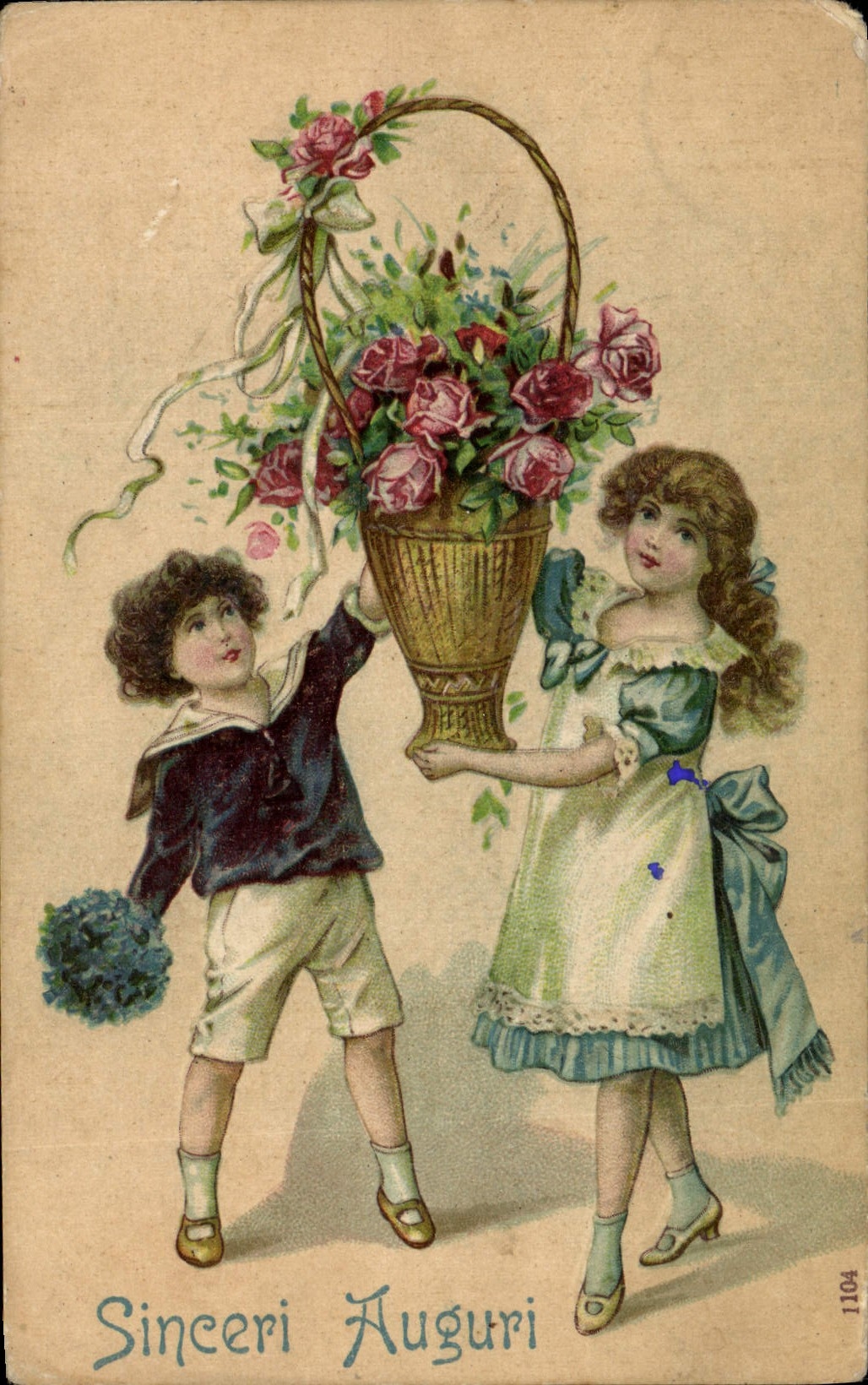 CPA Fantaisie Fleurs Enfants