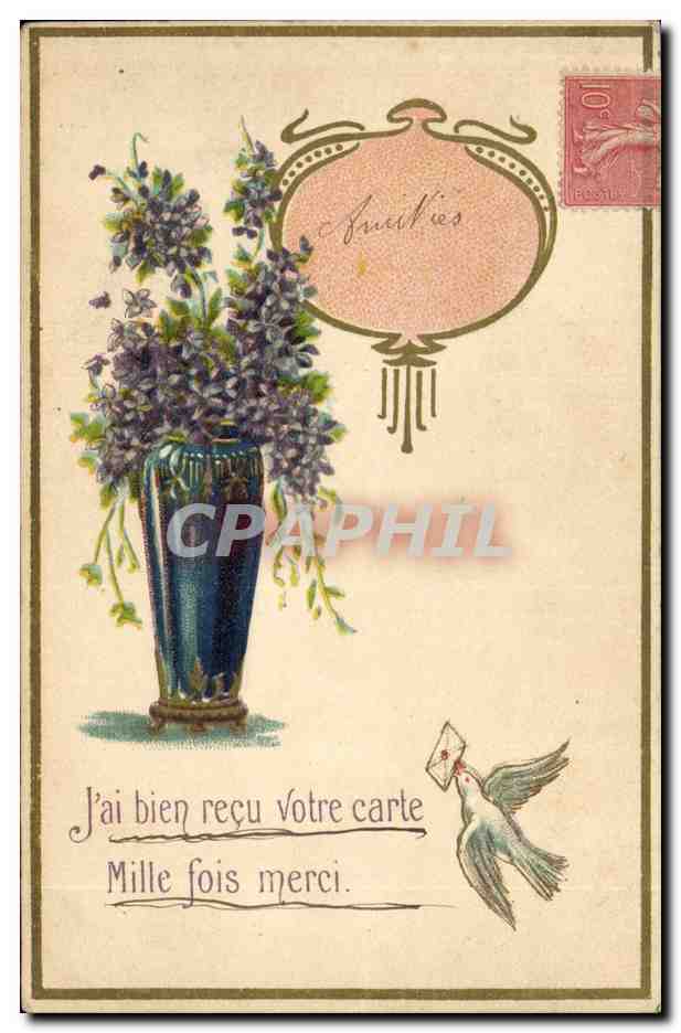 CPA Fantaisie Fleurs Colombe