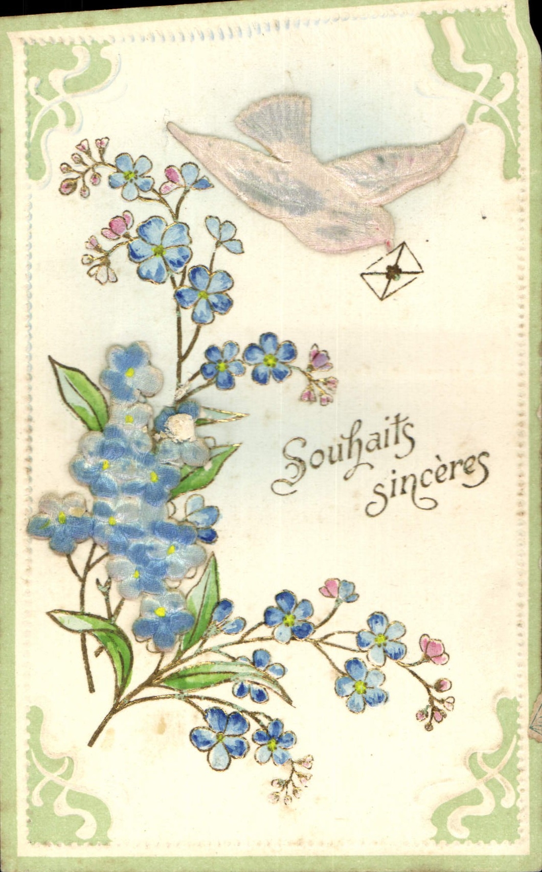CPA Fantaisie Fleurs Colombe