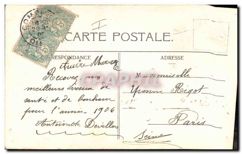 CPA Fantaisie Fleurs Colombe — Rückseite