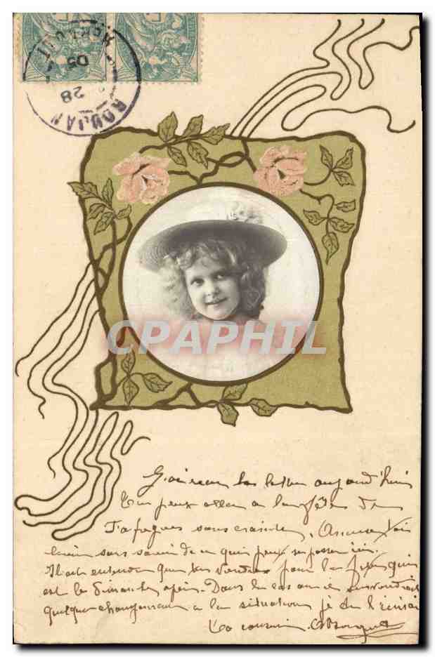 Chica con sombrero — tarjeta postal decorada — editor Vézzi & Maurel