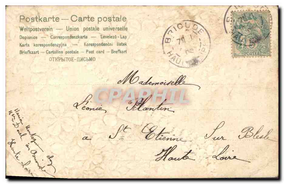 CPA Fantaisie Fleurs Trefles — Verso