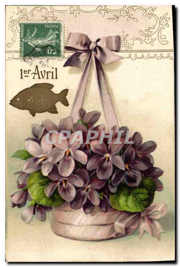 CPA Fantaisie Fleurs Poisson 1er avril