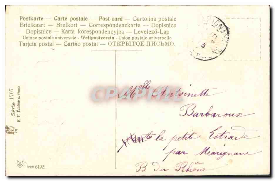 CPA Fantaisie Fleurs Hirondelle — Verso
