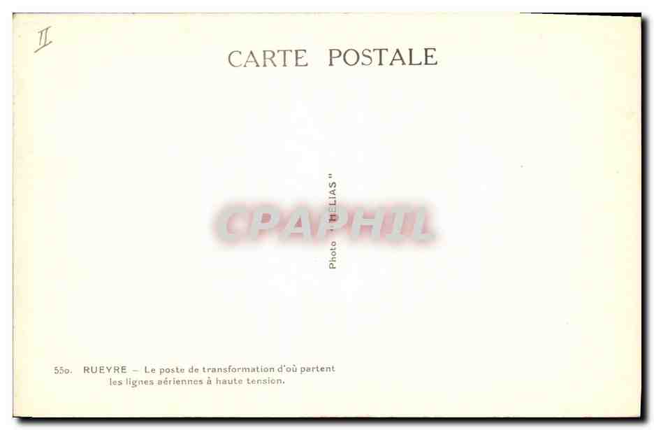 CPA Rueyre Le poste de transformation d'ou partent les lignes aeriennes a haute tension Electricite  — Verso