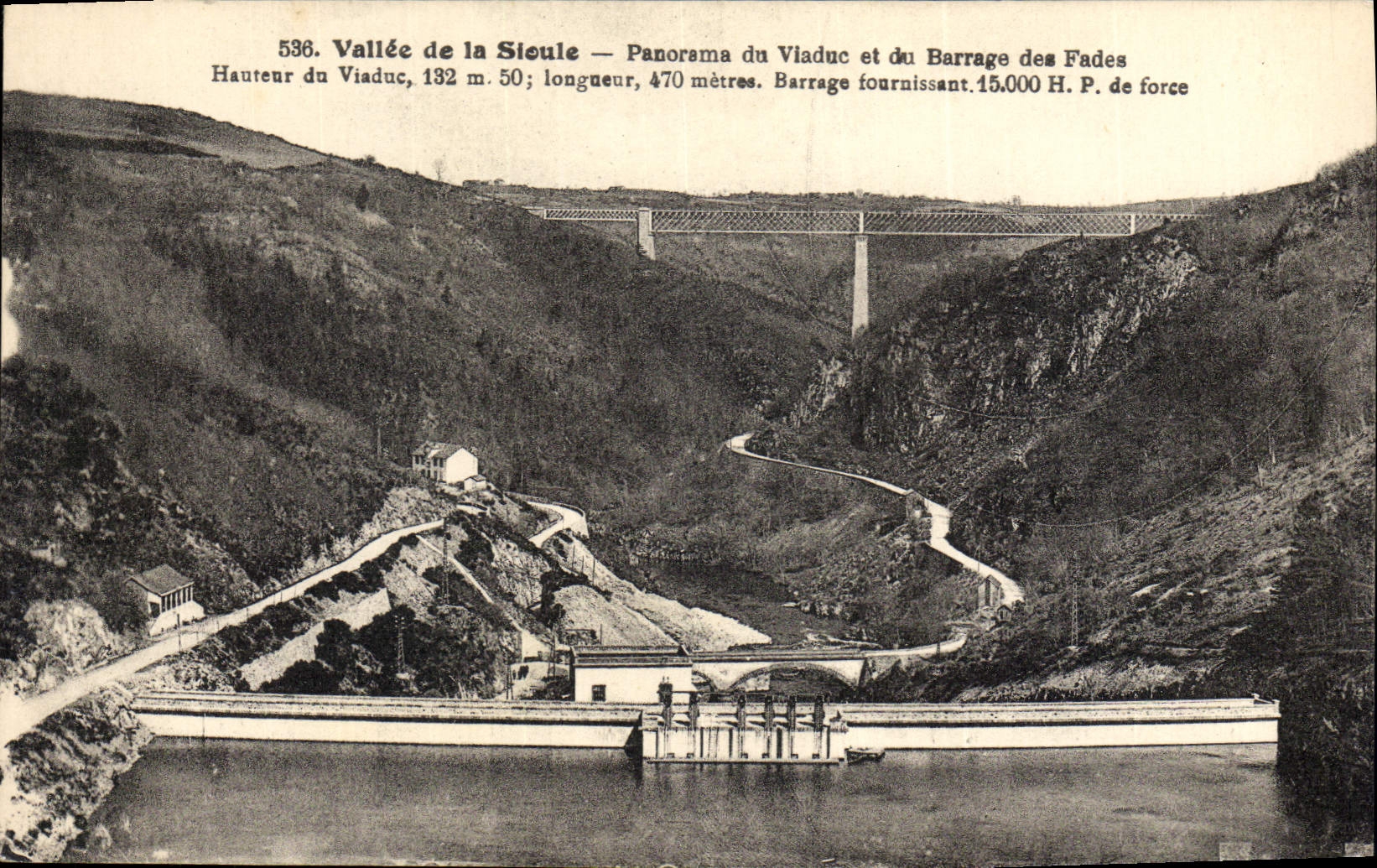 CPA Vallee de la Sioule Panorama du viaduc et du barrage des Fades 