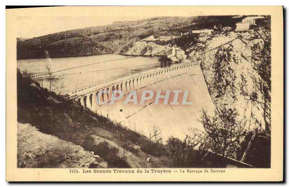 CPA Les grands travaux de la Truyere Le barrage de Sarrans Electricite 