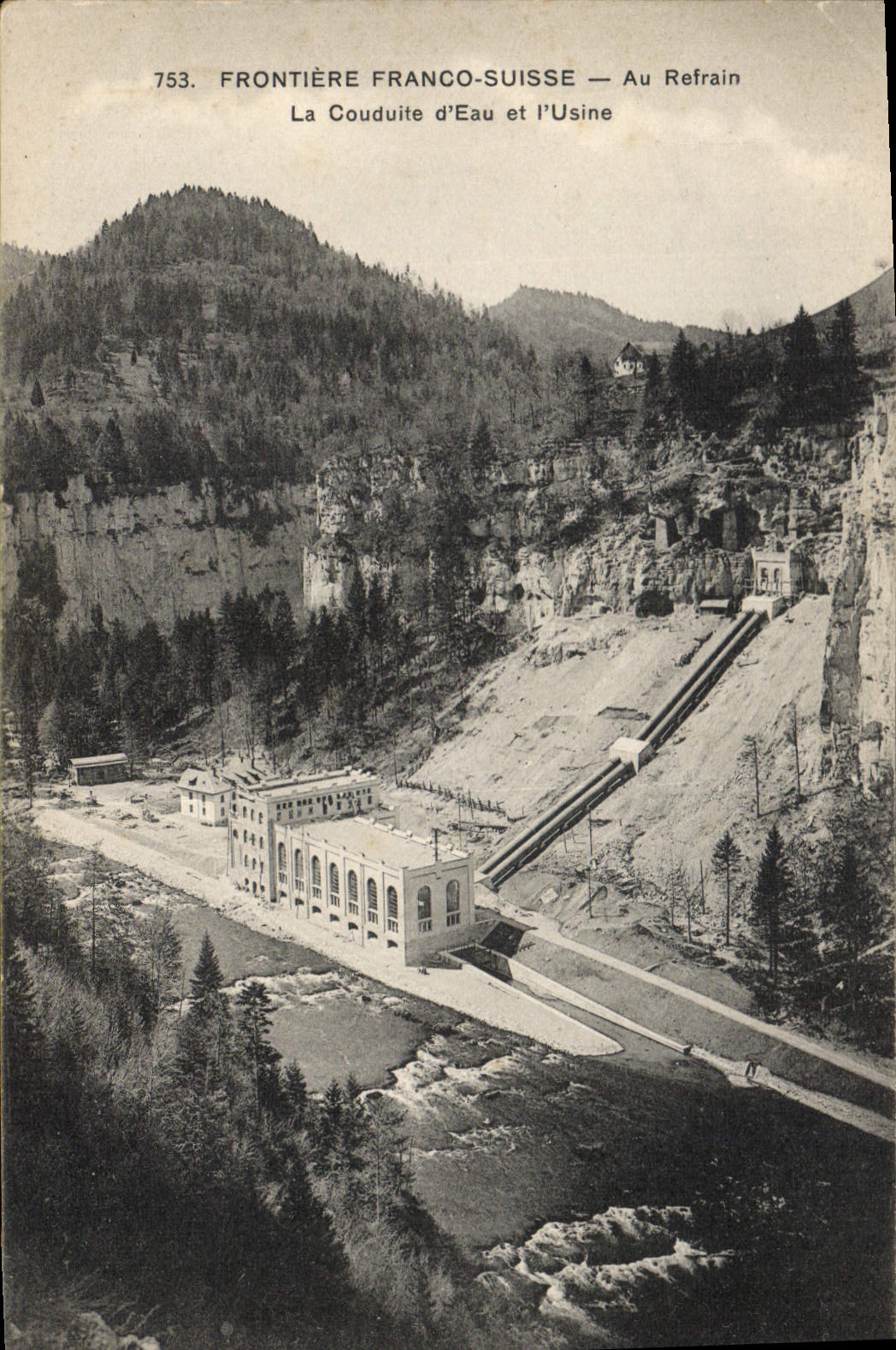 CPA Frontiere Franco Suisse Au refrain La conduite d'eau et l'usine Electricite 
