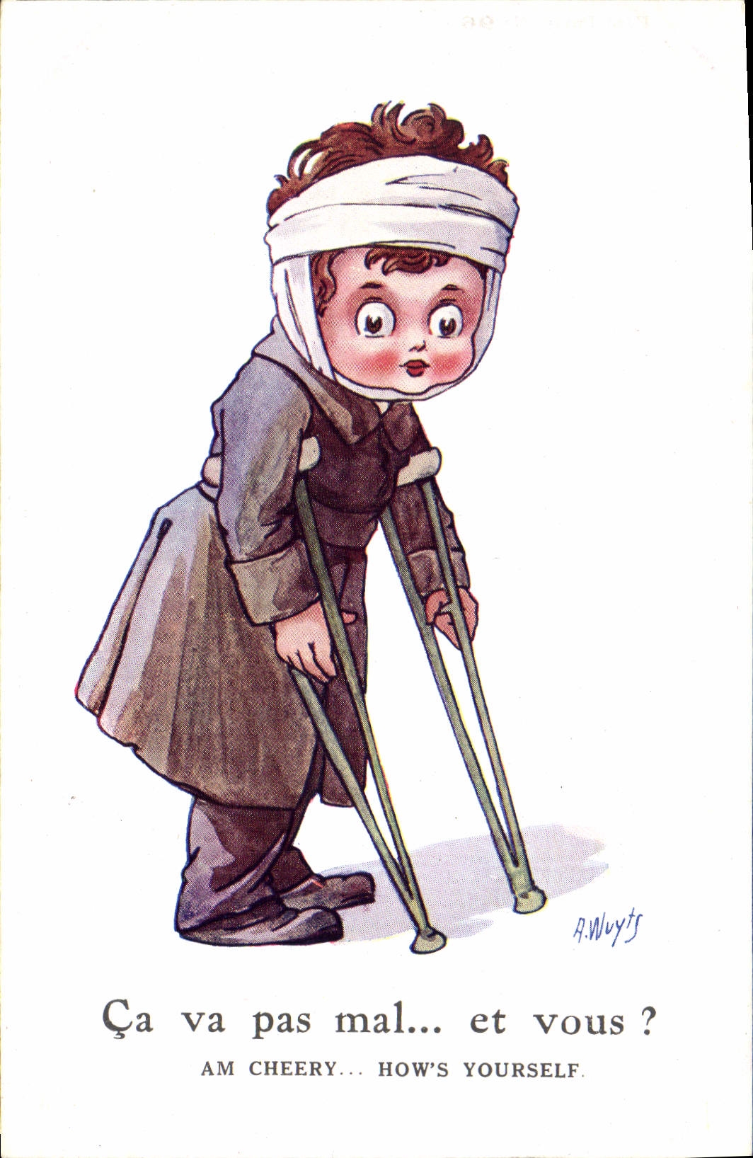 CPA Fantaisie Illustrateur Enfants Ca va pas mal et vous Militaria