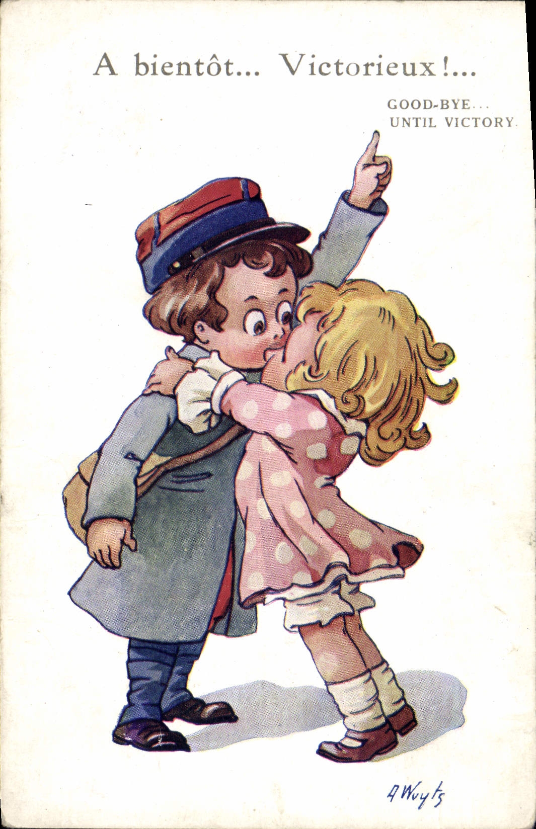 CPA Fantaisie Illustrateur Enfants A bientot victorieux Militaria