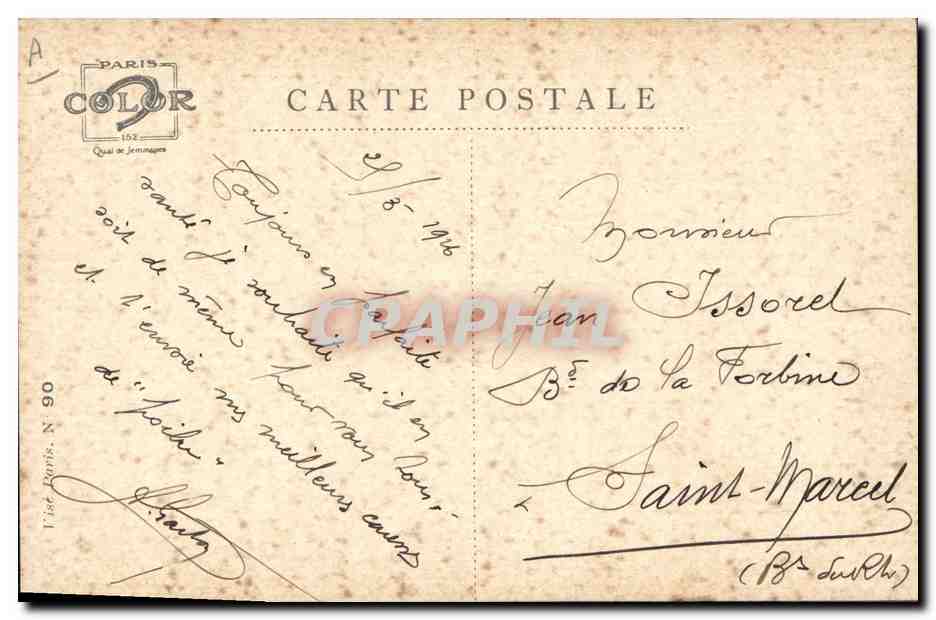 Enfant soldat — 'Caresse de Gloire' — Paris Color, N° 90 — Rückseite