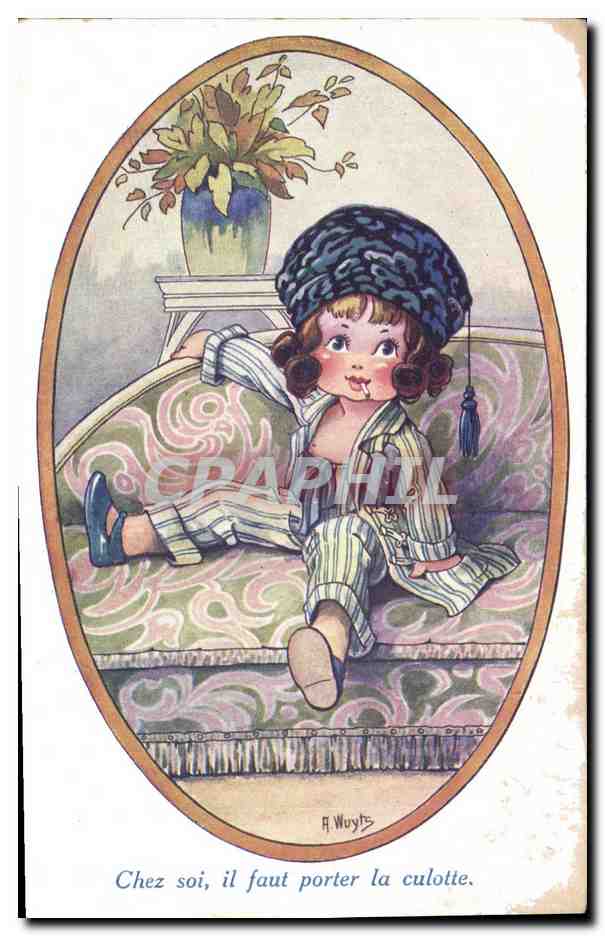 CPA Fantaisie Illustrateur Enfant Chez soi il faut porter la culotte